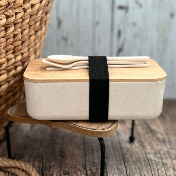 Eggshell Custom Engraved Bamboo-Top Bento Box