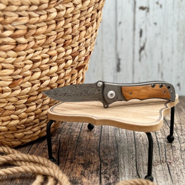 Olive Wood Damascene Knife