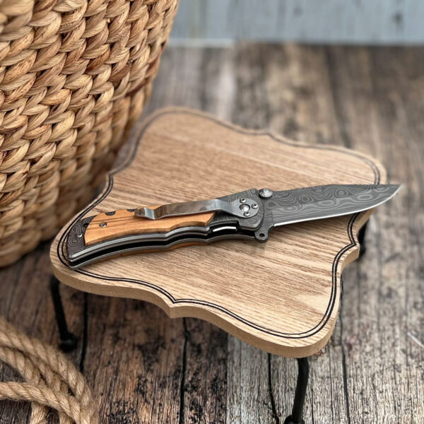 Olive Wood Damascene Knife